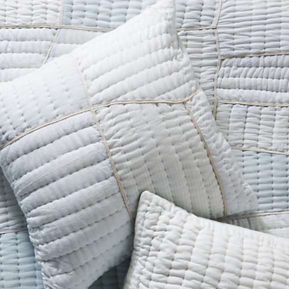 Anthropologie • NWOT Ellery Pieced Euro Sham Pillow Cover Light Blue 26x26in - Picture 13 of 13